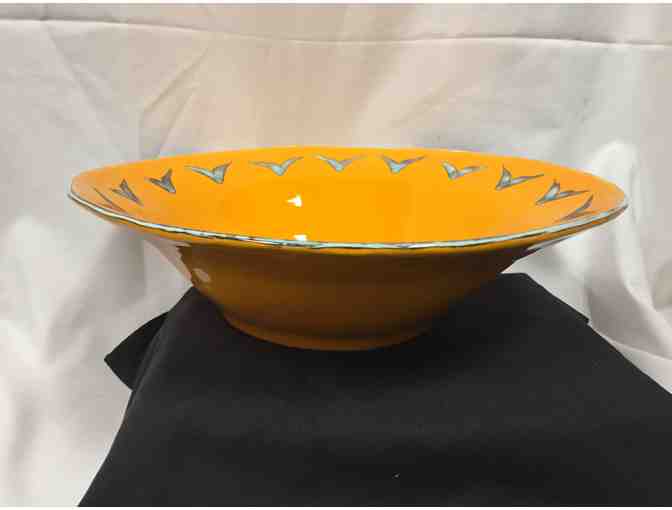Large Decorated Orange Bowl from Italy