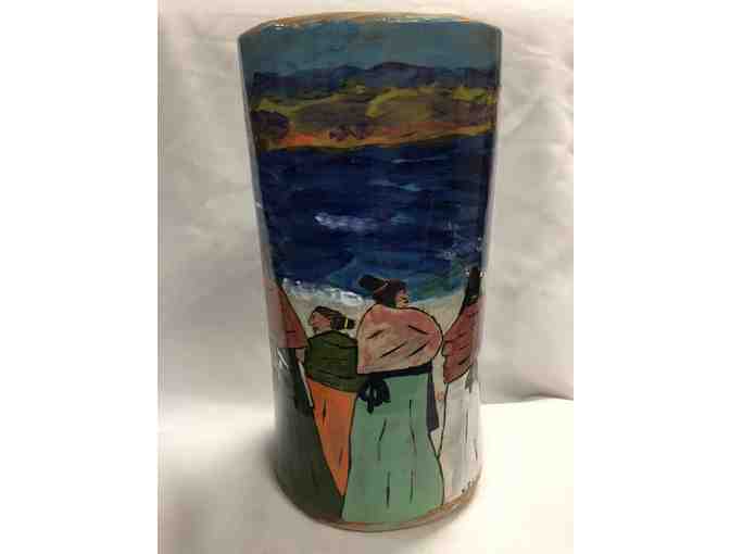 Frank Randall Original Art - 'Ladies on the Beach' Vase