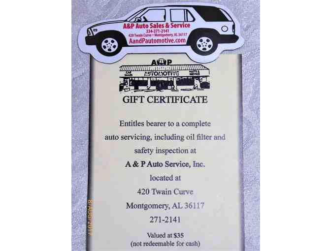 A&P Auto Service Gift Certificate