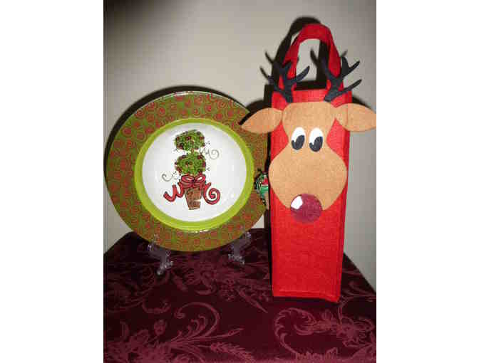Christmas Serving Bowl and Wine Bag with Wine Topper - Photo 1