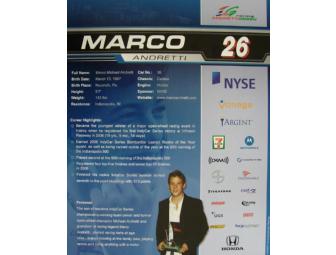 Autographed Marco Andretti Stat Card