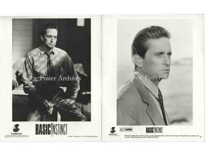 BASIC INSTINCT, 1992, 8x10 Stills, Michael Douglas, Sharon Stone, George Dzundza.