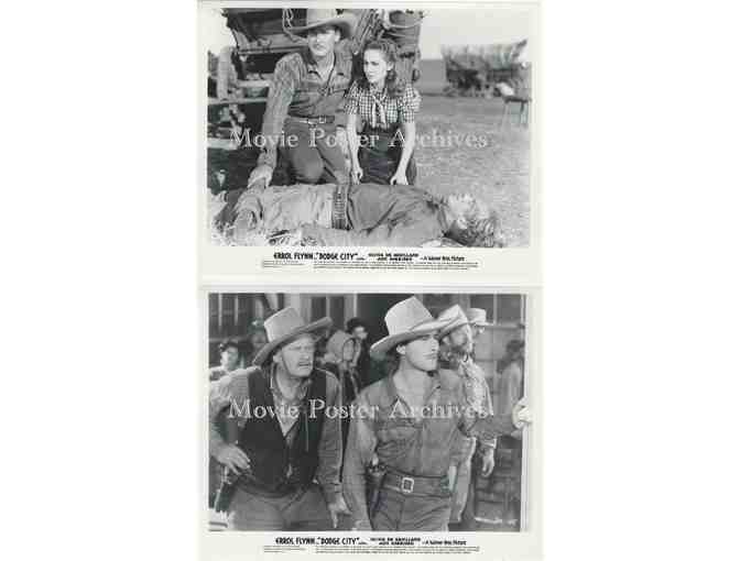 DODGE CITY, 1939, 8x10 stills, Errol Flynn, Olivia De Havilland, Alan Hale sr., An Sheridan.