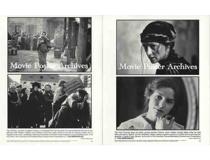 LES MISERABLES, 1998, 8x10 production stills, Liam Neeson, Uma Thurman, Geoffrey Rush