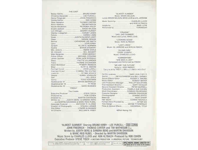 ALMOST SUMMER, 1978, program, Bruno Kirby, Lee Purcell, Tim Matheson, Didi Conn, Thomas Carter