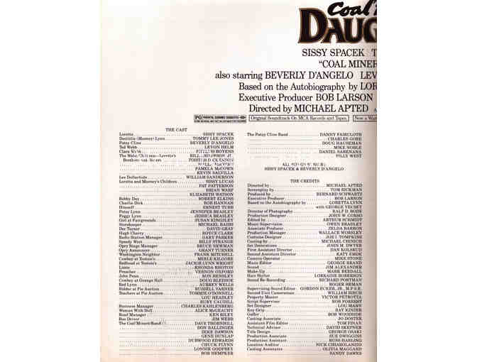 COAL MINERS DAUGHTER, 1980, program, Sissy Spacek, Tommy Lee Jones