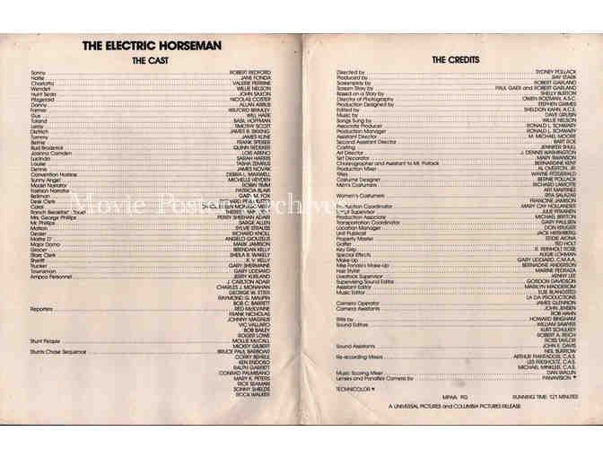 ELECTRIC HORSEMAN, 1979, program, Robert Redford, Jane Fonda, Willie Nelson
