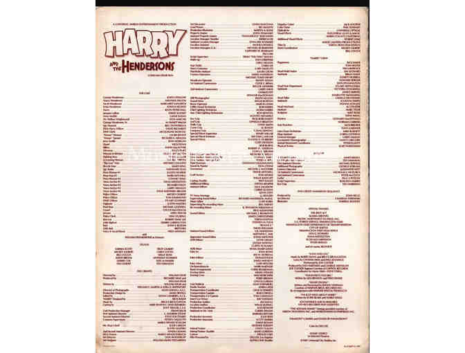 HARRY AND THE HENDERSONS, 1987, program, John Lithgow, Don Ameche
