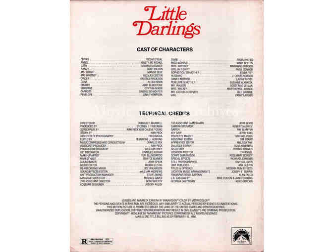 LITTLE DARLINGS, 1980, program, Tatum ONeal, Kristy McNichol