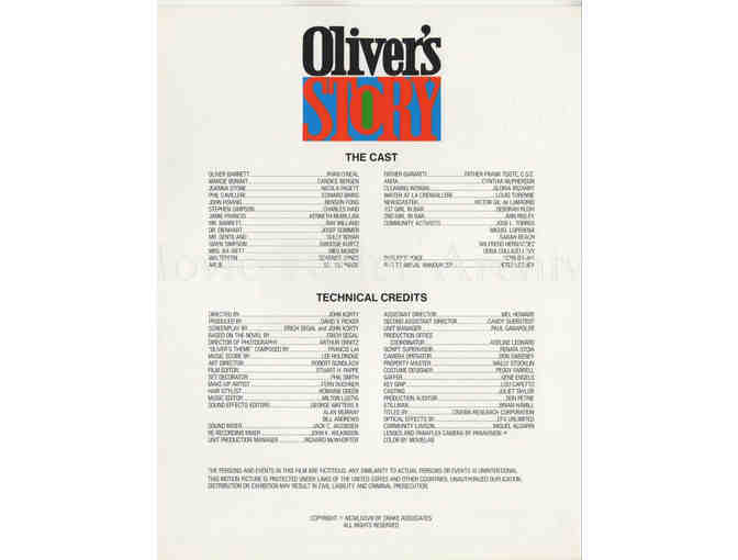 OLIVERS STORY, 1978, program, Ryan ONeal, Candice Bergen, Ray Milland, Nicola Pagett, Ed Binns