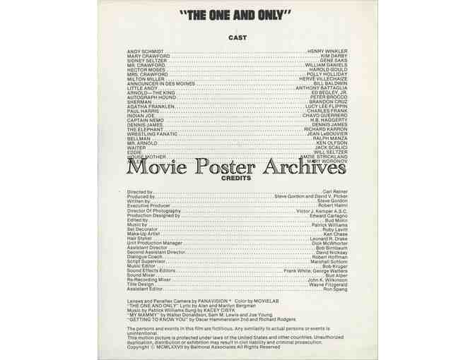 ONE AND ONLY, 1978, program, Henry Winkler, Herve Villechaize, Kim Darby, Gene Saks