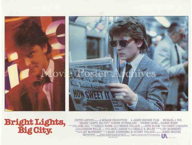 BRIGHT LIGHTS, BIG CITY, 1988, lobby card set, Michael J. Fox, Keifer Sutherland