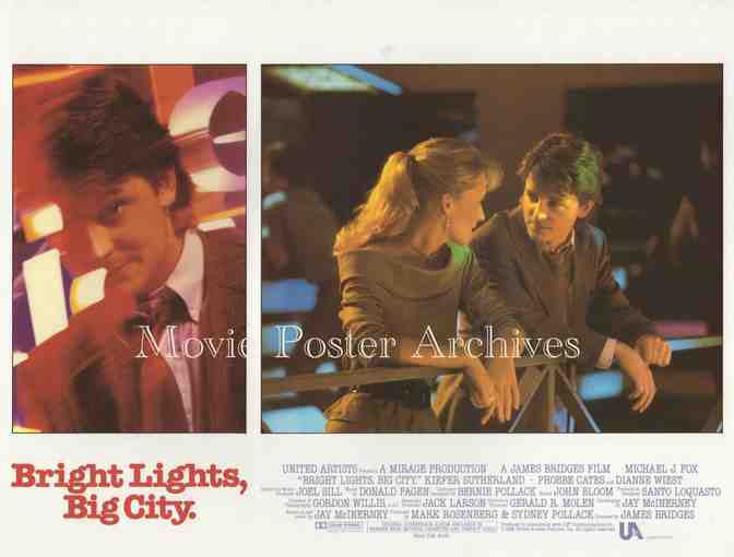 BRIGHT LIGHTS, BIG CITY, 1988, lobby card set, Michael J. Fox, Keifer Sutherland