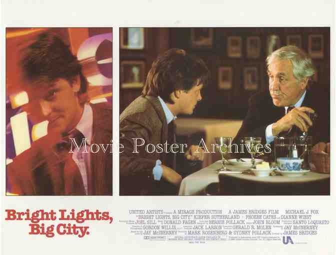 BRIGHT LIGHTS, BIG CITY, 1988, lobby card set, Michael J. Fox, Keifer Sutherland