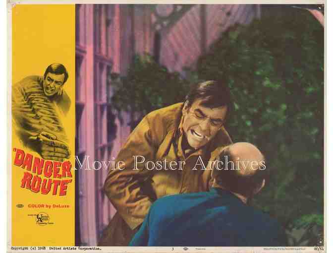 DANGER ROUTE, 1968, lobby card set, Richard Johnson, Diana Dors, Carol Lynley