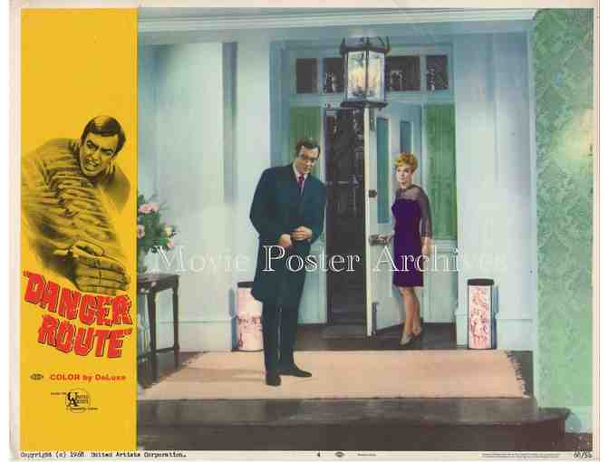 DANGER ROUTE, 1968, lobby card set, Richard Johnson, Diana Dors, Carol Lynley