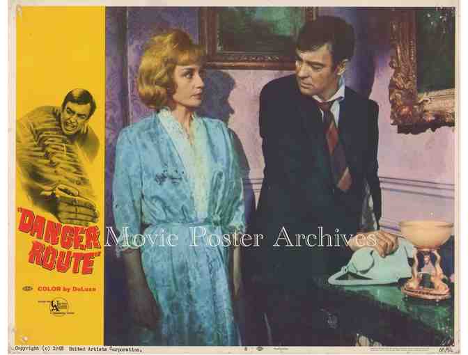 DANGER ROUTE, 1968, lobby card set, Richard Johnson, Diana Dors, Carol Lynley
