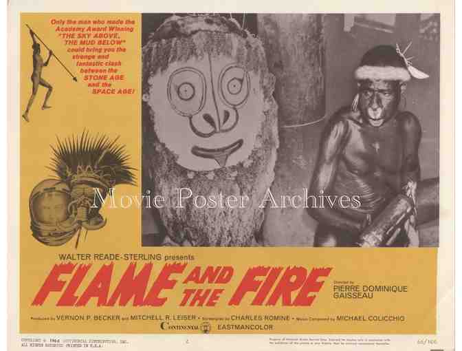 FLAME AND THE FIRE, 1966, lobby card set, African native tribe documentary