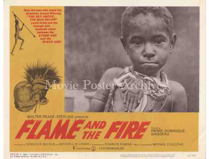 FLAME AND THE FIRE, 1966, lobby card set, African native tribe documentary