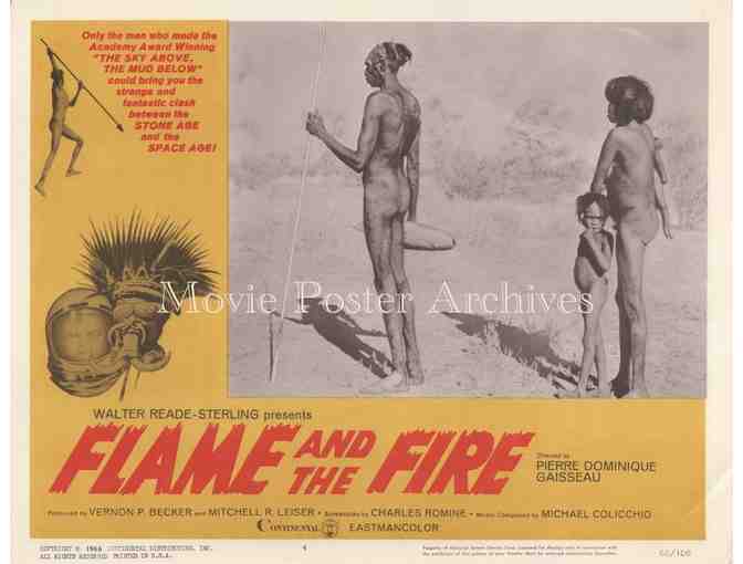 FLAME AND THE FIRE, 1966, lobby card set, African native tribe documentary