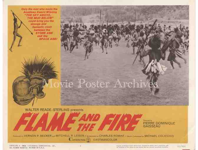 FLAME AND THE FIRE, 1966, lobby card set, African native tribe documentary