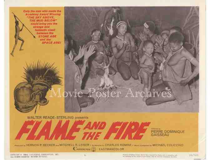 FLAME AND THE FIRE, 1966, lobby card set, African native tribe documentary