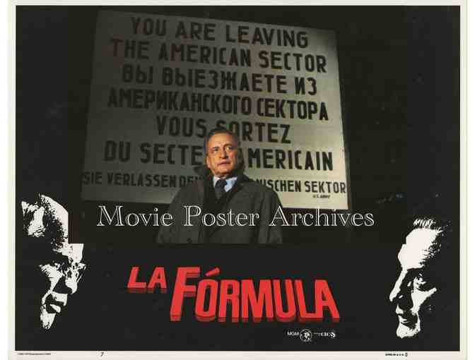 FORMULA, 1980, lobby card set, Marlon Brando, George C. Scott, John Gielgud