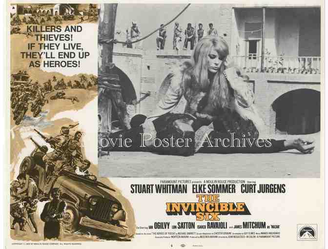 INVINCIBLE SIX, 1970, lobby card set, Stuart Whitman, Elke Sommer, Curt Jurgens