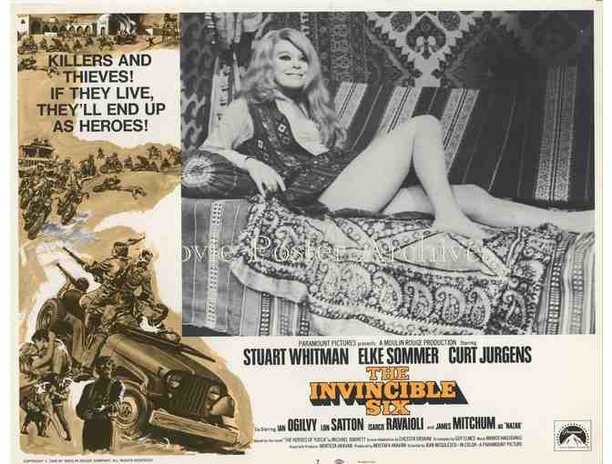 INVINCIBLE SIX, 1970, lobby card set, Stuart Whitman, Elke Sommer, Curt Jurgens