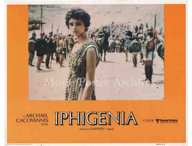 IPHIGENIA, 1978, lobby card set, Irene Papas, Papamoschou, Greek tragedy.