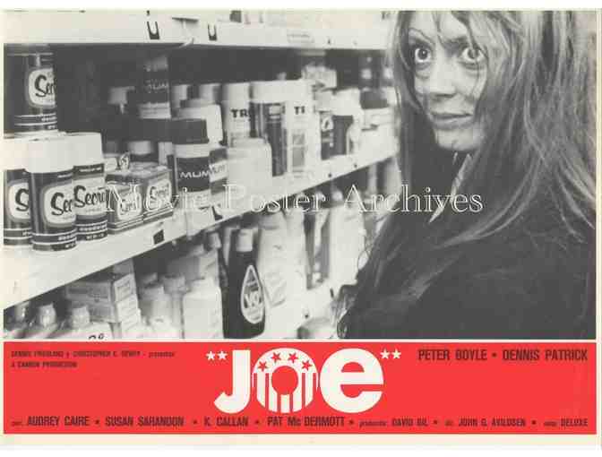 JOE, 1970, lobby card set, Peter Boyle, Susan Sarandon, Patrick McDermott, Dennis Patrick.