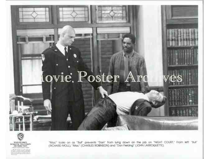 NIGHT COURT, tv stills, Harry Anderson, John Larroquette, Richard Moll