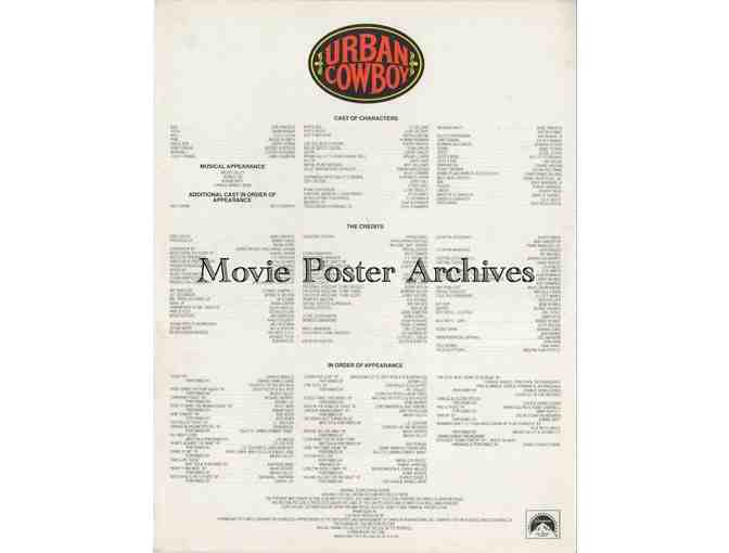 URBAN COWBOY, 1980, program, John Travolta, Debra Winger, Scott Glenn, Barry Corbin