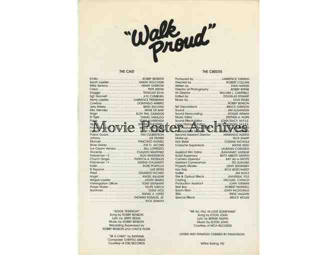 WALK PROUD, 1979, program, Robby Benson, Sarah Holcomb, Henry Darrow, Trinidad Silva.