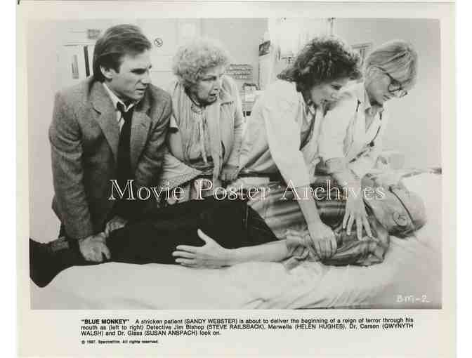 BLUE MONKEY, 1987, movie stills, Steve Railsback, Robin Duke, Susan Anspach.