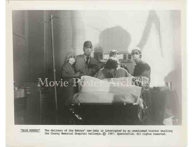 BLUE MONKEY, 1987, movie still set, Steve Railsback, Robin Duke, Susan Anspach.