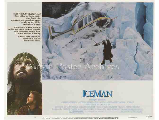 ICEMAN, 1984, lobby card set, Timothy Hutton, Lindsay Crouse, Caveman sci-fi