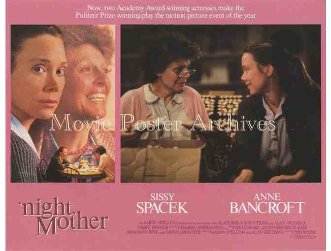 NIGHT MOTHER, 1986, lobby card set, Sissy Spacek, Anne Bancroft, Caroll Robbins.