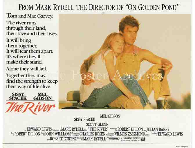 RIVER, 1984, lobby card set, Mel Gibson, Sissy Spacek, Scott Glenn, Shane Bailey.