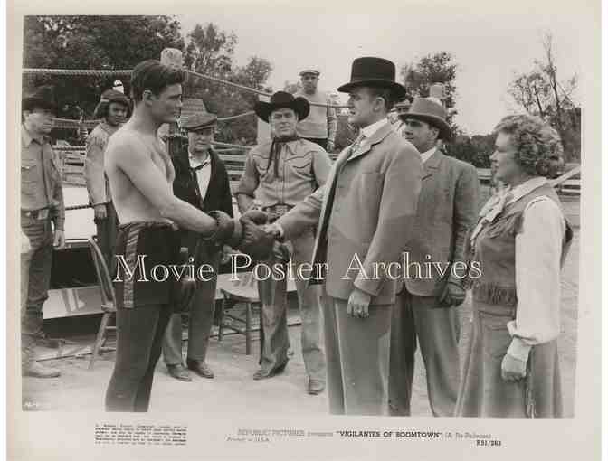 VIGILANTES OF BOOMTOWN, 1947, movie stills, dealers lot, Allan Rocky Lane, Bobby Blake