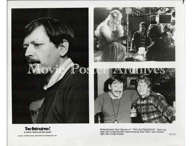 TOO OUTRAGEOUS, 1987, press stills, dealers lot, Craig Russell Drag-to-Riches story