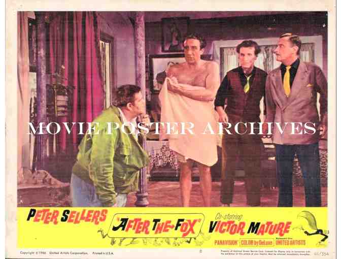 AFTER THE FOX, 1966, lobby cards, Peter Sellers, Victor Mature