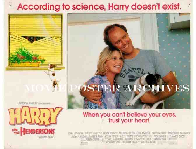 HARRY AND THE HENDERSONS, 1987, lobby cards, John Lithgow, Melinda Dillon