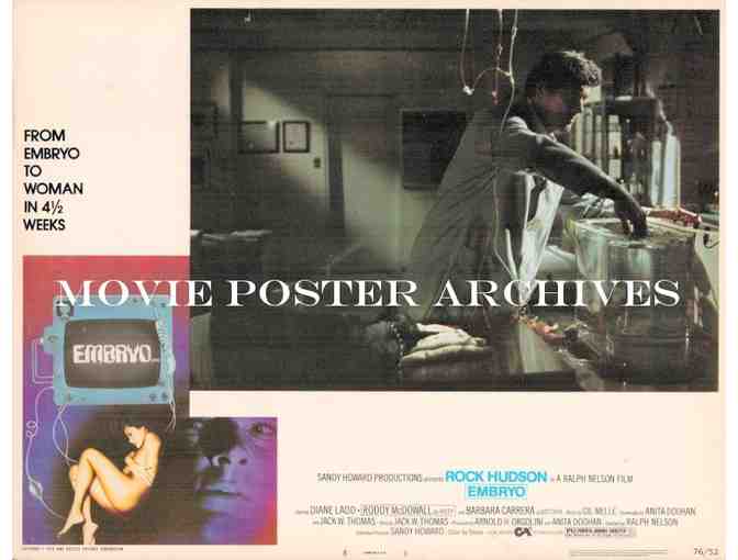 EMBRYO, 1976, lobby cards, Rock Hudson, Barbara Carrera