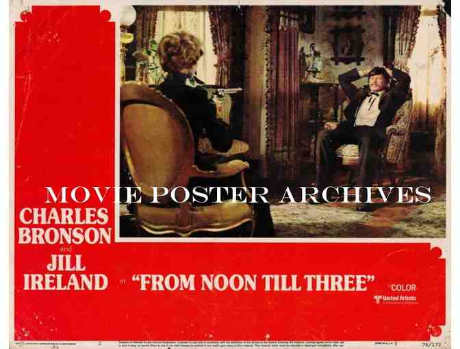 FROM NOON TILL THREE, 1976, lobby cards, Charles Bronson, Jill Ireland