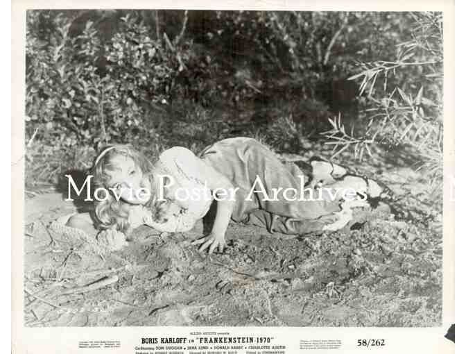 FRANKENSTEIN 1970, 1958, movie stills, Boris Karloff, Jana Lund