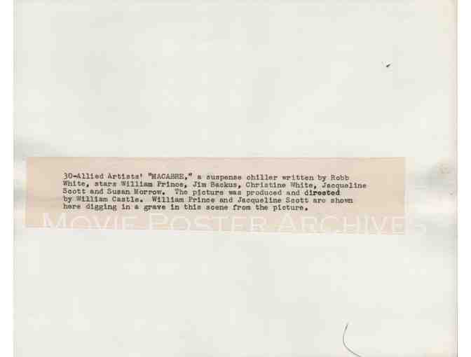 MACABRE, 1958, movie stills, William Prince, Jim Backus