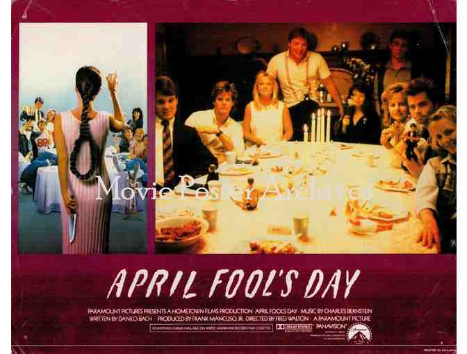 APRIL FOOLS DAY, 1986, lobby cards, Deborah Foreman, Ken Olandt