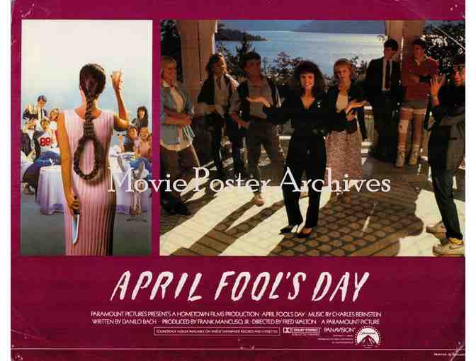 APRIL FOOLS DAY, 1986, lobby cards, Deborah Foreman, Ken Olandt