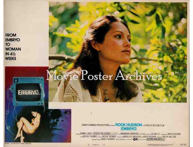 EMBRYO, 1976, lobby cards, Rock Hudson, Diane Ladd, Roddy McDowall